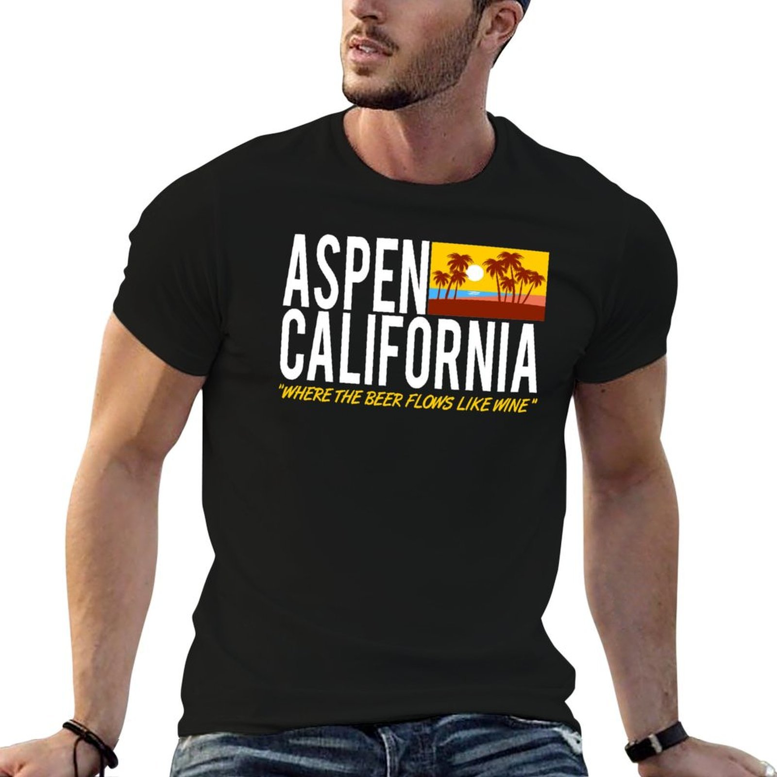 Wine Like Beer - Aspen California - T-shirt à manches