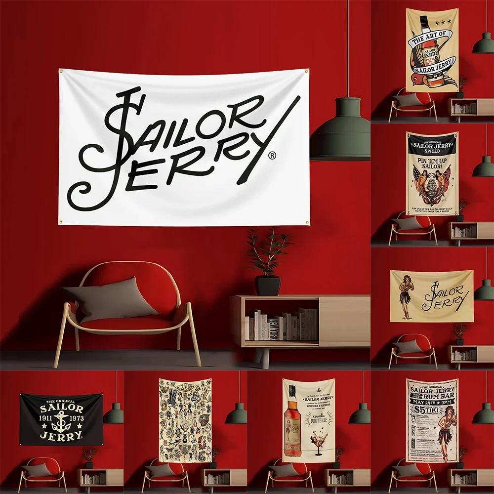 Wine Beer Garden - 90X150CM Drapeau de rum S-Sailor Jerrys