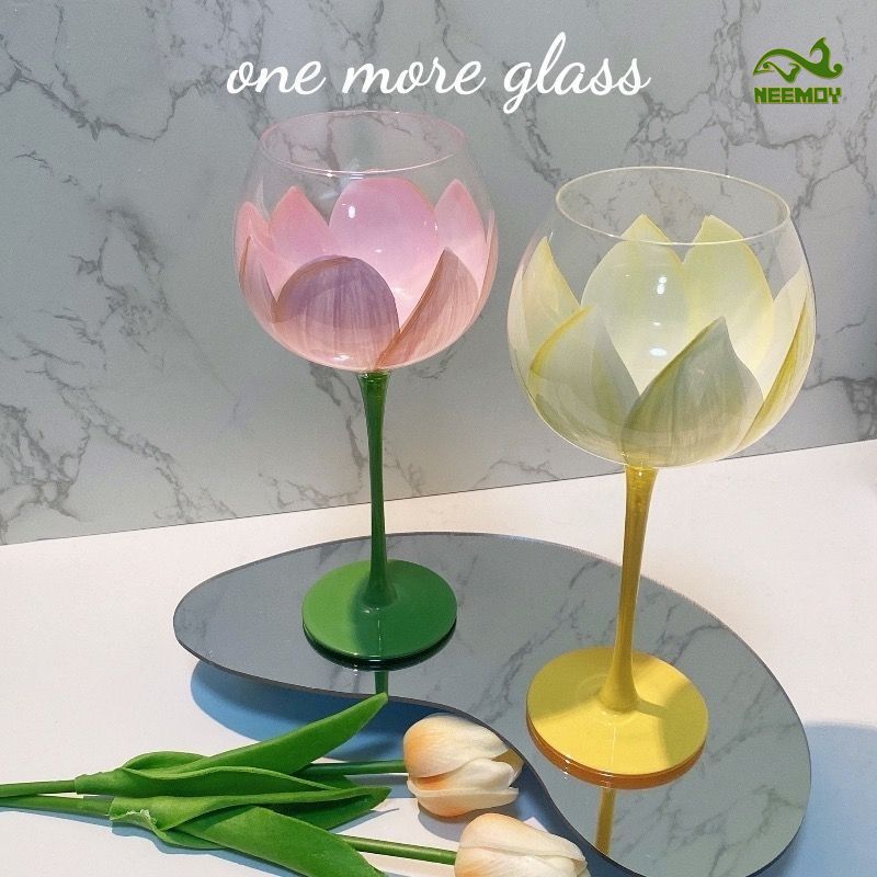 Tasse en verre peint tulipe d' - Wine Beer Foot avis et prix