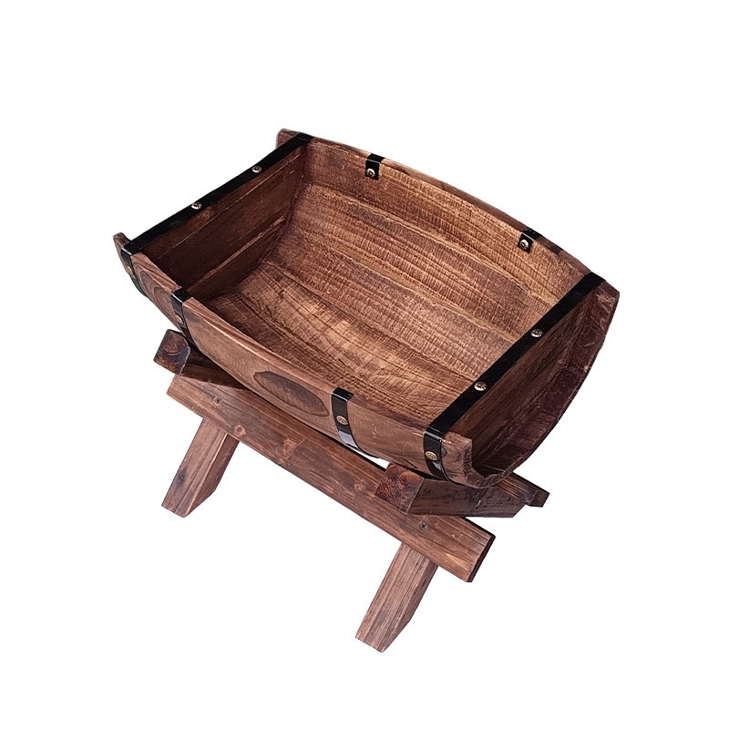 Pot de fleurs demi-baril en bo - Wine Beer Garden avis et prix